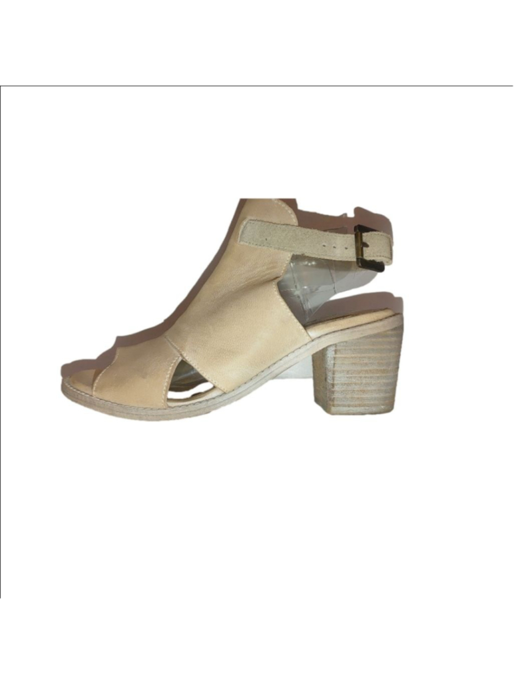 Roan by Bed Stu Christine Leather Peep Toe Block Heels Size 7
